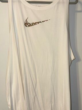 Nike White Dri-FIT Printed Logo Tee